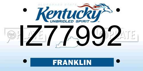 IZ77992 Kentucky License Plate