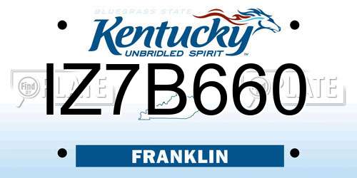 IZ7B660 Kentucky License Plate
