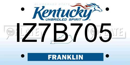 IZ7B705 Kentucky License Plate