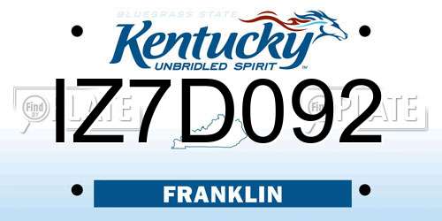 IZ7D092 Kentucky License Plate