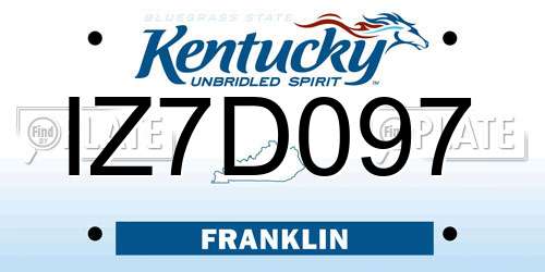 IZ7D097 Kentucky License Plate