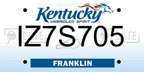 IZ7S705 Kentucky License Plate
