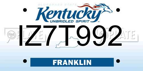 IZ7T992 Kentucky License Plate