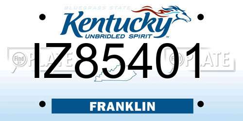 IZ85401 Kentucky License Plate