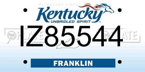 IZ85544 Kentucky License Plate
