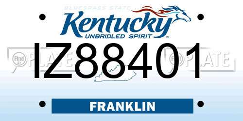IZ88401 Kentucky License Plate