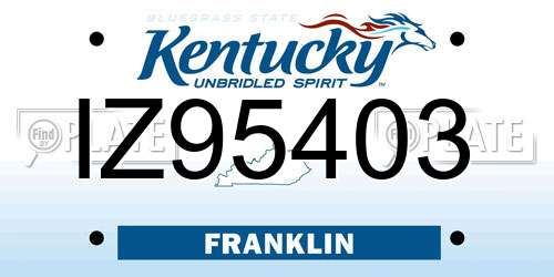 IZ95403 Kentucky License Plate