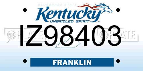 IZ98403 Kentucky License Plate