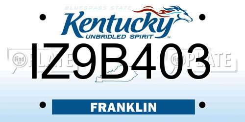 IZ9B403 Kentucky License Plate