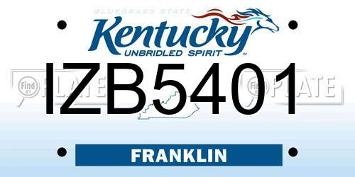 IZB5401 Kentucky License Plate
