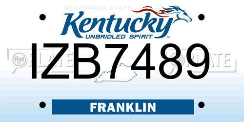 IZB7489 Kentucky License Plate