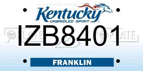 IZB8401 Kentucky License Plate