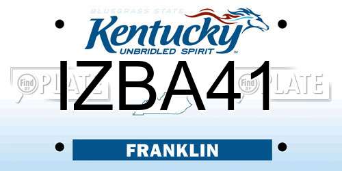 IZBA41 Kentucky License Plate