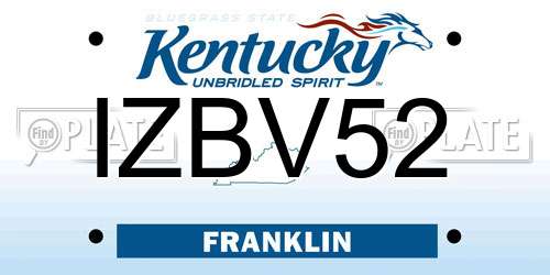 IZBV52 Kentucky License Plate