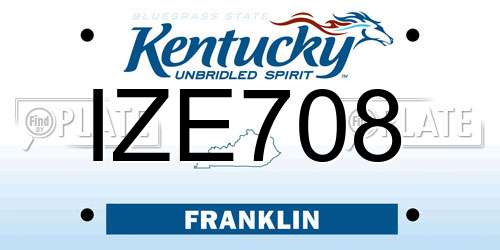 IZE708 Kentucky License Plate