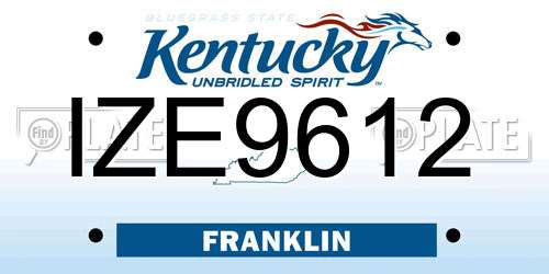 IZE9612 Kentucky License Plate