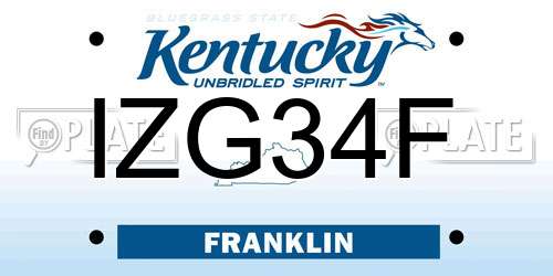 IZG34F Kentucky License Plate