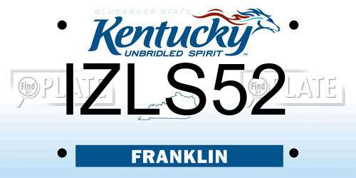 IZLS52 Kentucky License Plate