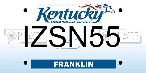 IZSN55 Kentucky License Plate