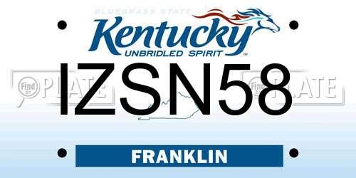 IZSN58 Kentucky License Plate