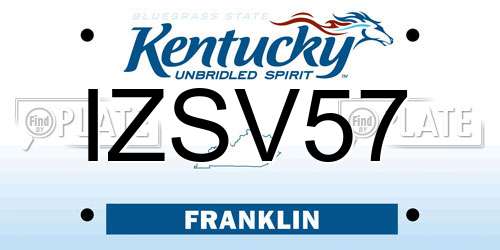IZSV57 Kentucky License Plate