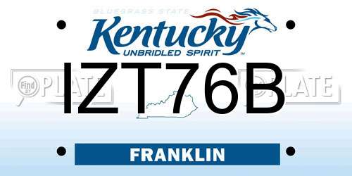 IZT76B Kentucky License Plate