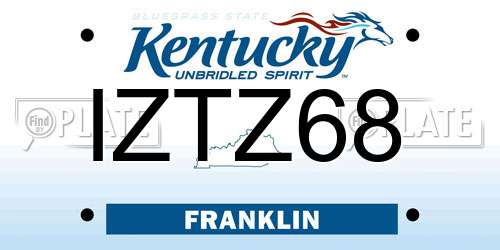 IZTZ68 Kentucky License Plate