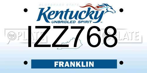 IZZ768 Kentucky License Plate