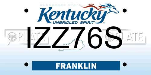 IZZ76S Kentucky License Plate