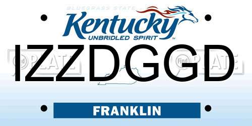 IZZDGGD Kentucky License Plate