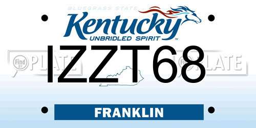 IZZT68 Kentucky License Plate