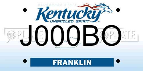 J000BO Kentucky License Plate
