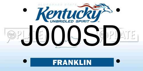 J000SD Kentucky License Plate