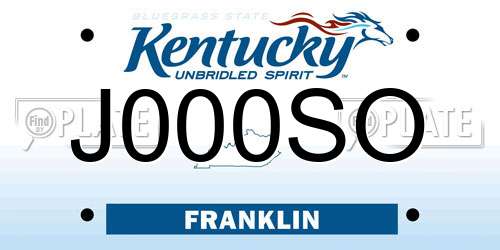 J000SO Kentucky License Plate
