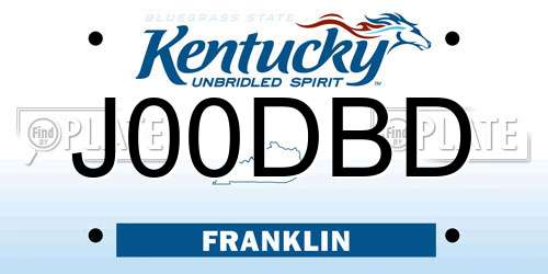 J00DBD Kentucky License Plate