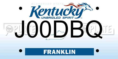 J00DBQ Kentucky License Plate
