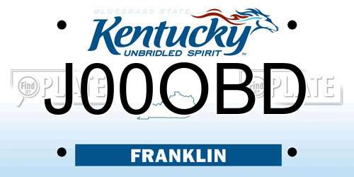J00OBD Kentucky License Plate