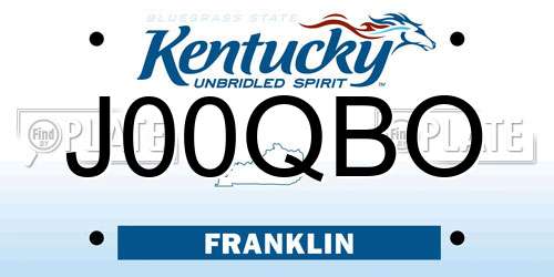 J00QBO Kentucky License Plate