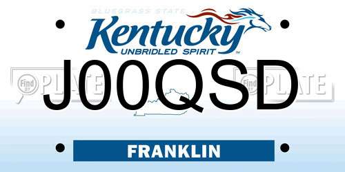 J00QSD Kentucky License Plate