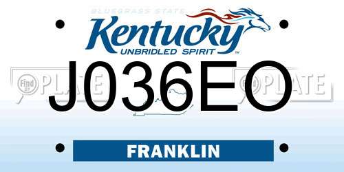 J036EO Kentucky License Plate