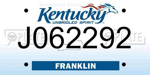 J062292 Kentucky License Plate