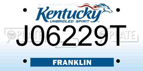 J06229T Kentucky License Plate