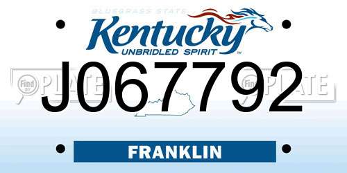 J067792 Kentucky License Plate