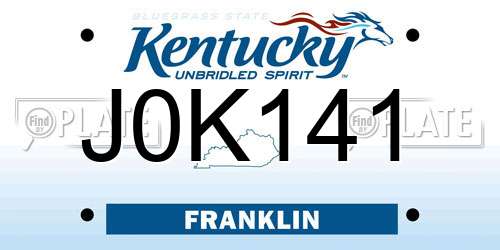 J0K141 Kentucky License Plate