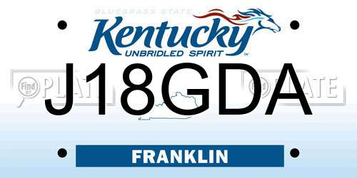 J18GDA Kentucky License Plate