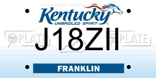 J18ZII Kentucky License Plate