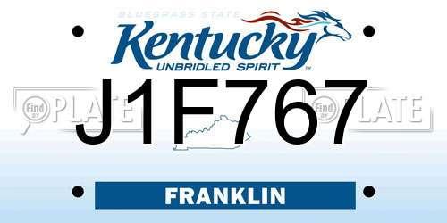 J1F767 Kentucky License Plate