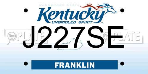 J227SE Kentucky License Plate