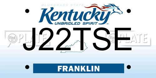 J22TSE Kentucky License Plate