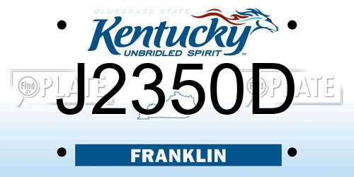 J2350D Kentucky License Plate